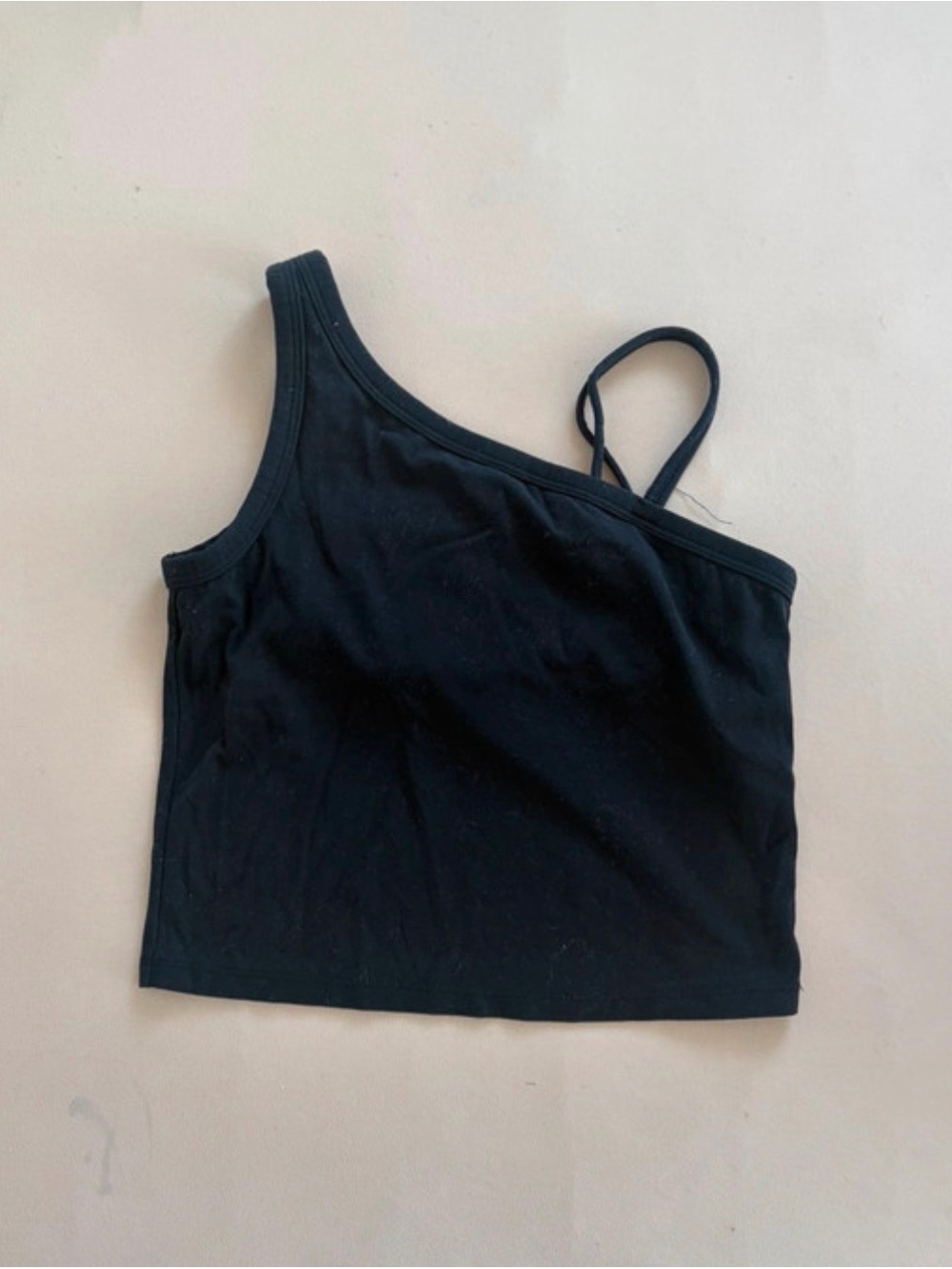 Zara Black Asymmetrical One-Shoulder Crop Top